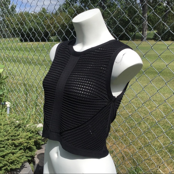 NWT Bebe Sheer Stripe Sweater Tank Black - Picture 2 of 10